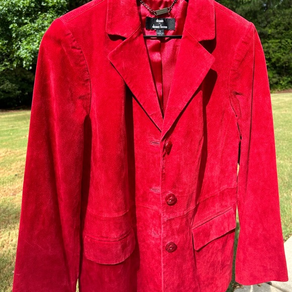 Dennis Basso Washable Suede Leather Jacket Size S. RED - Picture 2 of 9